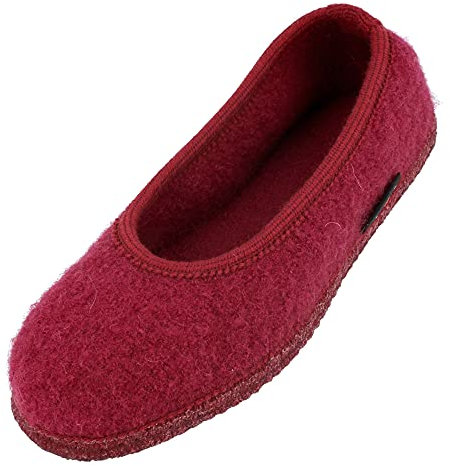 HAFLINGER Slipper Marina Filzpantoffel Hausschuh Ballerina Burgund, Gr. 36