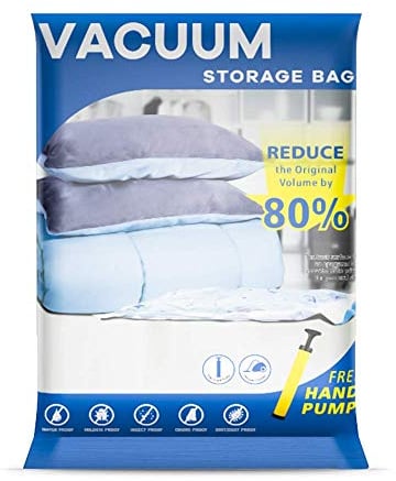 UOUNE Vacuum Storage Bags, 6-Pack Jumbo (100 x 80cm) Reusable Space Saver Bags Vacuum Compression Zipper Storage Bags with Airtight Valve and Hand Pump,Work with Vacuum Cleaner
