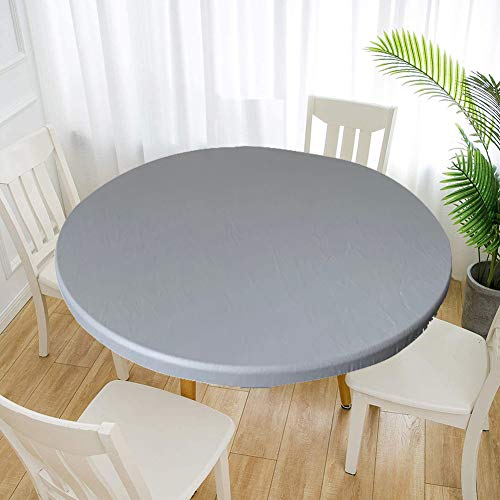 Cozomiz Elastische Tischdecke Gartentischdecke Rundtischdecke wasserdichte rutschfeste Abwischbar Schmutzabweisend Tischdecke Grau 60m Runde Enge Passform