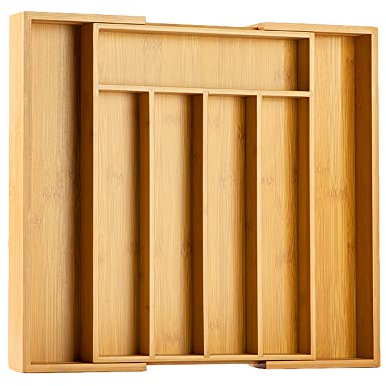 Bellsal Silverware Organizer Kitchen Drawer Organizer Expandable Bamboo Utensil Holder Cutlery Tray for Kitchen Utensil and Flatware Bedroom Office