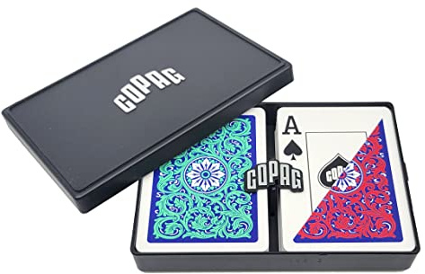 Copag 1546 Neoteric Design 100 % Kunststoff, zum Spielen, Pokergröße (Standard), Grün/Rot (Jumbo-Index, 1 Set)