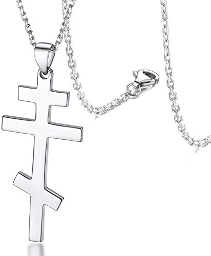 FaithHeart 925 Sterling Silber Orthodox Kreuz Anhänger Russisch Orthodoxe Kreuzkette mit Geschenkebox Religiöser Schmuck für Herren Jungen