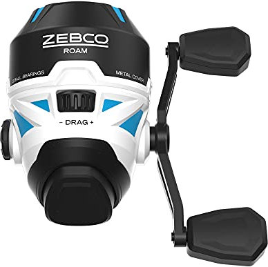 Zebco Roam Spincast Angelrolle Größe 30 Rolle Rechts- oder Linkshänder Retrieve, vorgespult mit 4,5 kg Zebco Angelschnur, blau (Muschelverpackung)