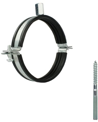 VONLIS Rohrschelle Wickelfalzrohr Stockschraube Halterung Halter Rohr Lüftung Dichtung mit Ø 100 mm 1 Stk.
