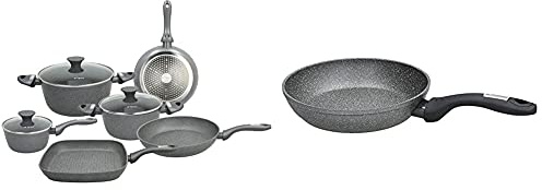 Tognana Mythos Batteria 9 Pezzi, Alluminio, Nero, 24 Cm & Wi758P4Amnf Padella Mythos, Grigio, 1