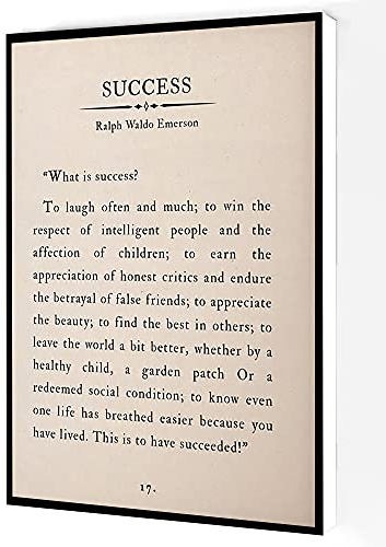 Success Leinwand-Wandkunst, Ralph Waldo Emerson, Gedicht-Poster, Buchseitendruck, modernes Kunstwerk, Gemälde für Wohnzimmer, Büro, Heimdekoration, 20,3 x 30,5 cm, gerahmt