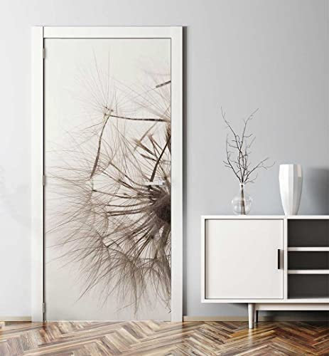 MyMaxxi - Tür bekleben mit Türtapete Türposter Türfolie Selbstklebend 90x200 Pusteblumen Seicht - Tür verschönern Türaufkleber Türklebefolie Blumen Pflanzen Löwenzahn schwarz-weiß