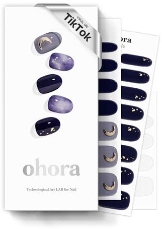 ohora Halbgehärtete Gel-Nagelstreifen von (N Lunar Eclipse) – Funktioniert mit allen Nagellampen, Salonqualität, langlebig, einfach anzubringen und zu entfernen – inklusive 2 Vorbereitungspads, Lila