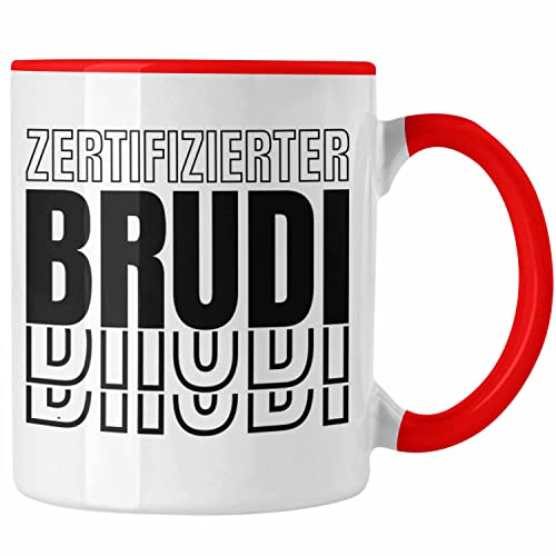Trendation - Zertifizierter Brudi Tasse Geschenk Beste Freund Bruder Bro Geschenkidee Spruch (Rot)
