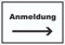 Anmeldung Aufkleber mit Text und Richtungspfeil rechts Aufnahme waagerecht A7 (74x105mm)
