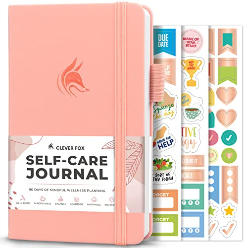 Clever Fox Self-Care Journal for Women, Daily Planner Pocket Light Pink | 3-month mental health journal, habit tracker, wellness journaling supplies for women & teen girls, gratitude & mood log