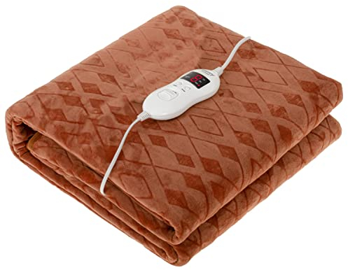 Camry CR7435 Elektrische Einzelbetten, 150 x 80 cm, 8 Temperaturstufen, LED-Anzeige, Timer, waschbar, Fleece-Futter, braun, 60 W