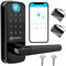 OLUMAT - Cerradura inteligente para puerta de entrada sin llave, cerradura de puerta de huellas dactilares con teclado, cerradura de puerta digital biométrica con asa para el hogar, alquiler, oficina