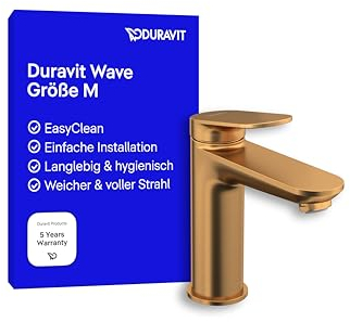Duravit Wave Waschtischarmatur, Größe M (Auslauf Höhe 111 mm), Wasserhahn Bad, Armatur Waschbecken, Bronze Gebürstet