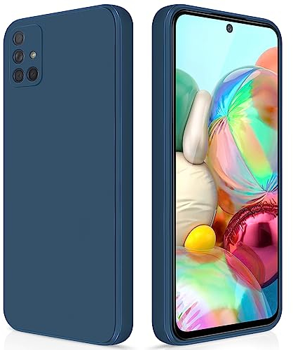 GiiYoon Hülle Kompatibel mit Samsung Galaxy A71, Hochwertiges Liquid Silicone Case, Rundumschutz Handyhülle, Kratzfestes Weiches Mikrofaserfutter- Blau