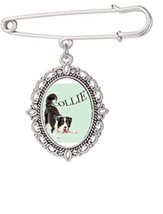 Border Collie Farm Haustier Art Deco Fashion Brosche Pin Kleid Hemd Schal Clips, M