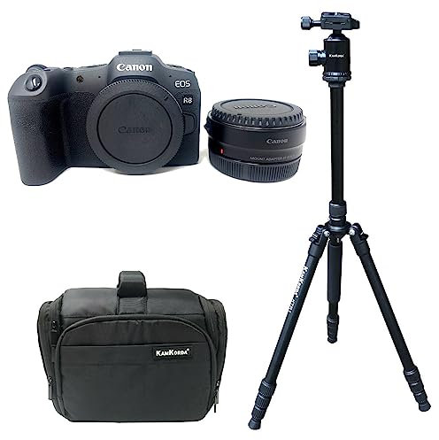 KamKorda Camera Bag + Tripod + R8 Mirrorless Digital Camera Body + Adapter, 32.5MP APS-C CMOS Sensor, 4K60 10-Bit Video + 2 Year Warranty