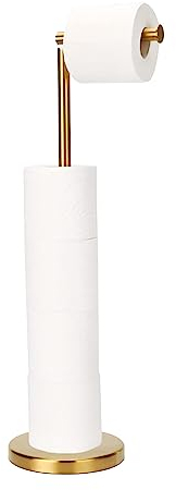 Toilettenpapierhalter Stehend, Edelstahl Klopapierhalter, Klopapier Toilettenpapier Aufbewahrung, Freistehend Klorollenhalter, WC Papier Halterung Ersatzrollenhalter für Badezimmer (Gold)