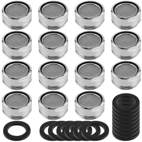 FUNSUEI 15 PCS Tap Aerator 24mm Male, Faucet Spout Filter Nozzle Mesh Insert Replacement with Rubber Gasket, for Kitchen, Bathroom, Restaurant
