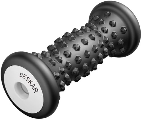 Rouleau Massage Pied pour la Voûte Plantaire - Acupression Réflexologie Masseur pieds Dur en Silicone pour la Fasciite Plantaire Récupération et Muscles Tendus Noeuds (Noir de Carbone)