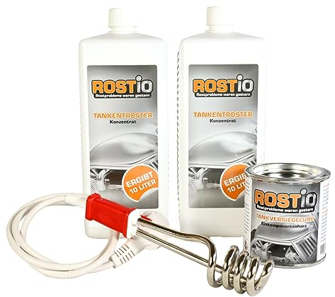 Rostio 2 Liter Tankentroster Plus 250ml Tankversiegelung Plus Tauchsieder Tanksanierung