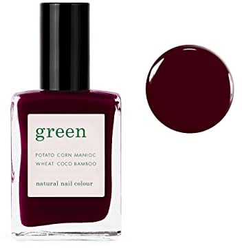 MANUCURIST • Green Smalto Unghie Nero Rosso • Smalto classico 9-Free • Vegano e di Origine Biologica (74%) • Manicure professionale • 15ml (HOLLYHOCK)