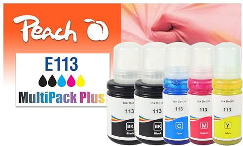 Peach E113 Spar Pack Plus Druckerpatronen Cyan ersetzt Epson No. 113, T06B1*2, T06B2, T06B3, T06B4 für z.B. Epson EcoTank ET -16150, Epson EcoTank ET -16600, Epson EcoTank ET -16650
