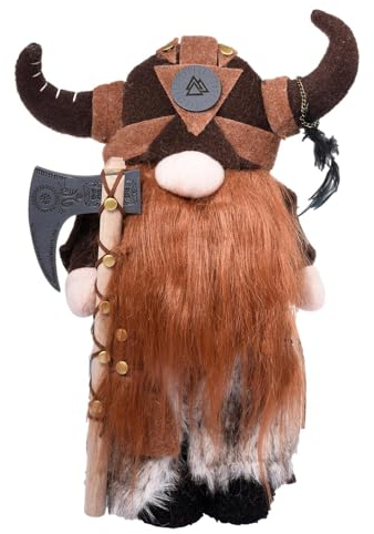 Youany Wikinger GNOME Statue, Harz Wikinger Zwerg Statue Nordische Wikinger-Zwerge Gartenzwerg Statue, Niedlich Und Spaß Handgefertigte Nordischer Zwerg Figuren Ornament