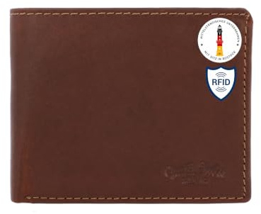 Gusti Leder Portemonnaie Pawel Braun Damen Herren – Pflanzlich gegerbtes Echtleder Geldbörse – Vintage Unisex Geldbeutel mit viel Stauraum RFID Schutz