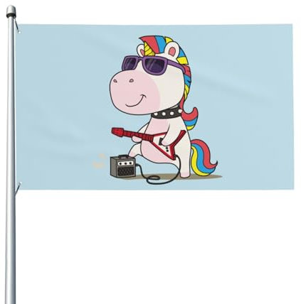 90 x 60 cm (3 x 2 Fuß) Coole lustige Einhorn-Flagge für Haus, Rasen, hängende Dekoration, Hofbanner, Urlaubsflaggen mit 2 Metallösen, für drinnen und draußen