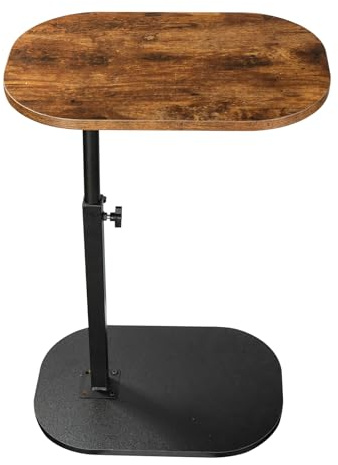 GENDLTHIJ Side Table TV Tray for Couch,Height Adjustable 360° Swivel C Shaped End Table for Small Spaces,Bedside Bathroom Living Room (Vintage Brown)