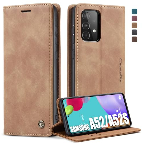 Lxisxcna für Samsung Galaxy A52/A52s 5G Hülle, Leder Klapphülle,Braun | Magnet,Retro PU Leder, 2 Kartenfach, Standfunktion, Schutzhülle, Flip Case, Handyhülle für Galaxy A52 6.6