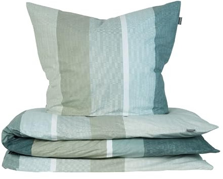 Schiesser Bettwäscheset Endy Stripes | 2-teilig | Gestreift | Renforcé | 100% Baumwolle | Oeko-Tex Zertifiziert | Reißverschluss | 155x220cm + 80x80cm | Grün
