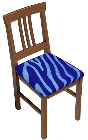 Stuhlsitzbezug 4er Set, Pop Art Blue Zebra Texture Stuhl Sitzkissenbezug Anti-Staub Sitzbezug Stuhl für Esszimmerstühle, Bar Hochzeitsfeier Dekor