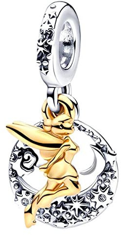 Wedanor Charme Tinker Bell Himmlische Nacht Dangle Charms-Anhänger 925 Sterling Silber Charm Bead Pendant für Europäische Armbänder und Halsketten