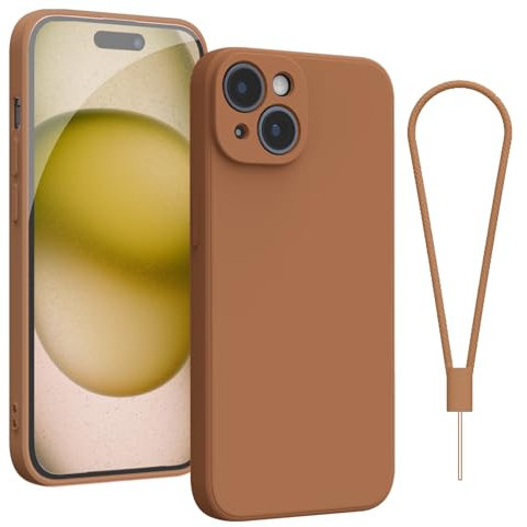 Andwing For iPhone 15 Plus Case,Silicone Case Soft Ultra For iPhone 15 Plus Phone Case Slim Protective Shockproof Cover Scratch-Resistant Microfiber Lining, 6.1 Brown