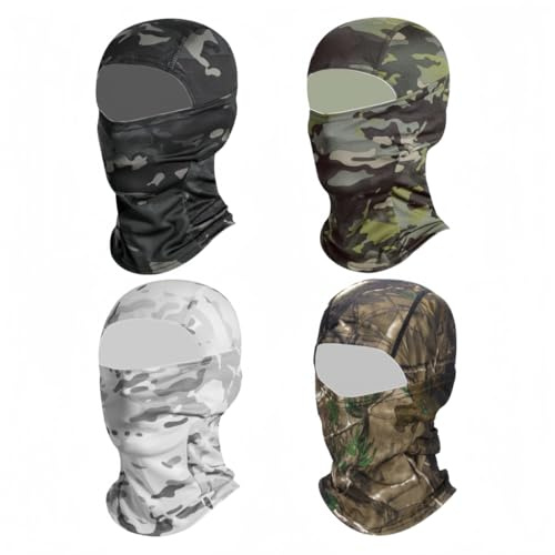 4 Pieces Camo Balaclava Mask Sun Protection Hood Face Cover Full Head Mask for Men and Women for Hunting Fishing Skiing
