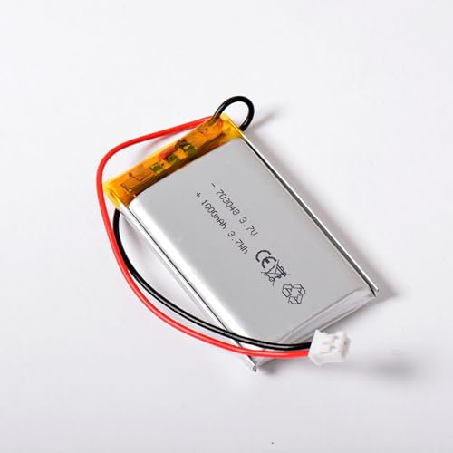 AFTERTECH 703048 1000 mAh 1 Ah 48 x 30 x 7 mm Celda polímero de Litio lipo 3,7 V 3,7 V Recargable con BMS y Conector JST PHR 02 M3M1