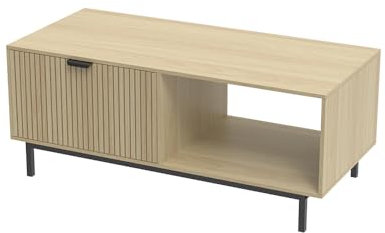 Vicco Couchtisch Lennox, Wohnzimmertisch mit Schublade, Eiche, 110 x 50 cm