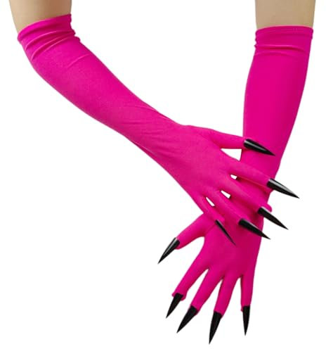 SANRLO Halloween Handschuhe Mit Langen Fingernägeln Für Kostümpartys Und Feiern. Vielseitige Handschuhe Mit Fingernägeln Für Cosplay