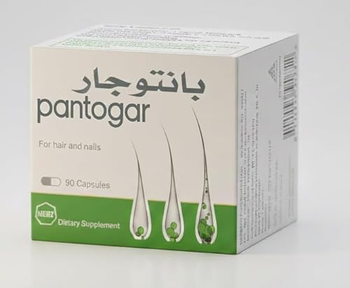 Pantogar Dietary Supplement Hair and Nail Support Original German Formula Packed in Egypt – 90 Capsules, One Month Supply