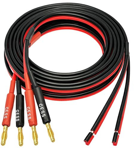CNCESS CESS-225-6f Banana Plug Adapter Connector to Bare Wire Open End Audio Cable DIY for Speaker & Amplifier, 2-Channel, 14 Gauge (6 Feet)