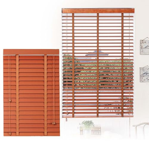 Holzrollos für Fenster im Innenbereich, 2 Lamellen, Verdunkelungsfarben, batteriebetriebene Jalousien, horizontale Rollläden für Zuhause, Büro, Schlafzimmer, Badezimmer, einfach zu installieren (W38
