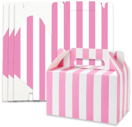 24 Pieces White Pink Gift Box 15x9x9cm Thickened Paper Bridesmaid Proposal Paper Box with Lid DIY Party Gift Boxes Candy Party Favours Birthday Baby Shower Lunch Boxes