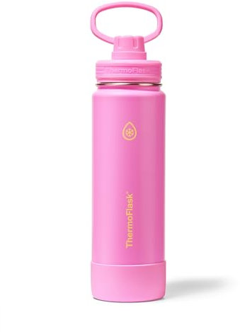 ThermoFlask 24oz Vacuum Insulated Water Bottle Double Wall Stainless Steel Water Bottle with Spout Lid, Hot Pink