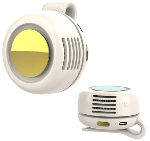 Portable Clip-On Bladeless Fan - Rechargeable Hands-Free Cooling for Neck, Waist & Bags, 3 Speeds, 6H Runtime, USB-C Fast Charge (White)