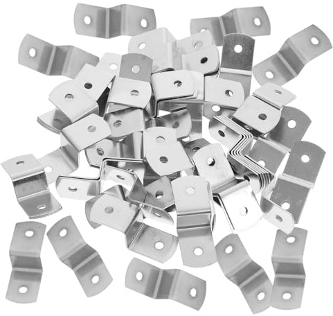 Angoily 100 Pièces Lot de Clips Z Robuste Argenté Attaches Décalées pour Photo Fixation Solide pour Dessus de Table Supports Durables pour Toile et Étagères