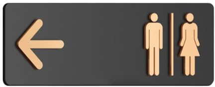 Panneau Toilettes Hommes Femmes En Acrylique Avec Flèches Gauche/Droite, Signalétique WC Professionnelle 30x10cm | Adhésif Murale Pour Bureau, Salle D'Événement & Espaces Commerciaux - Pictogramme Dir