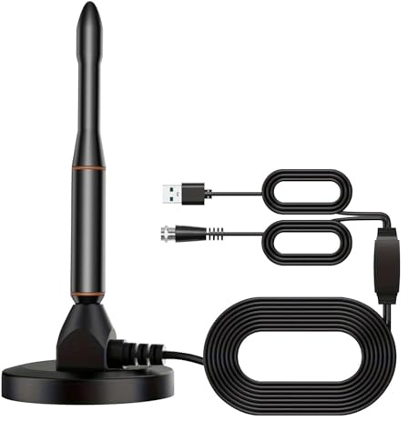 Zimmerantenne für Fernseher,DVB-T/DVB-T2 Antenne,TV Antenne 4K/1080P UHD Full HD, 360° Empfang bis 500 km, kostenlose Sender, maximale Signalqualität - Mit Magnetfuß 5m Kabel