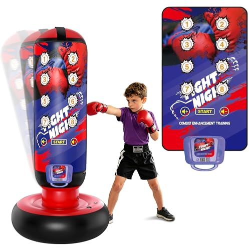 CATCHLUCK Boxziel Kinder – Interaktives Boxtraining Gerät mit Musik & Licht – Selbstklebendes Punch Target zum Aufkleben per Klett – Ideal für Boxsack – Zubehör Geschenk